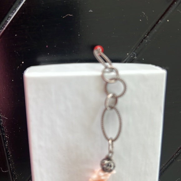 Desert Heart Bead and coral bracelet.  Colorful beads peach, green and blue - Picture 2 of 3